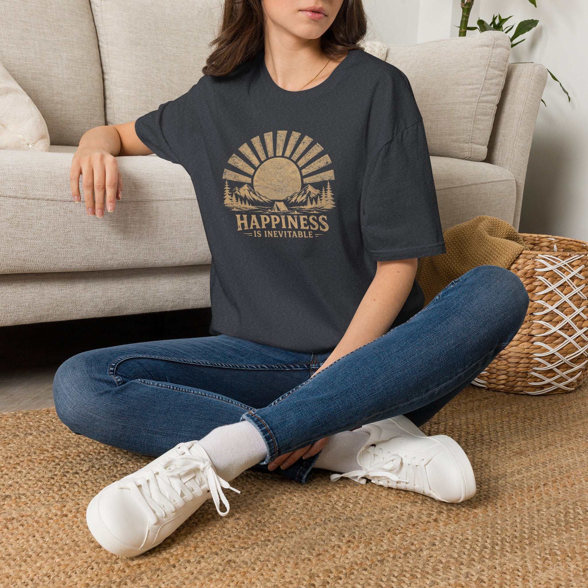 Happiness is Inevitable Retro Outdoors T-Shirt