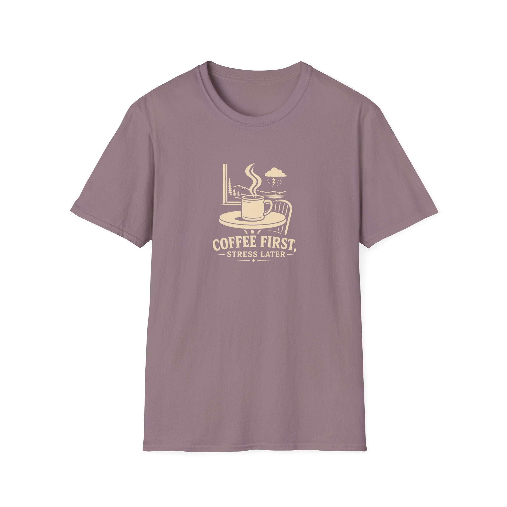 Coffee First, Stress Later Retro Coffee T-Shirt