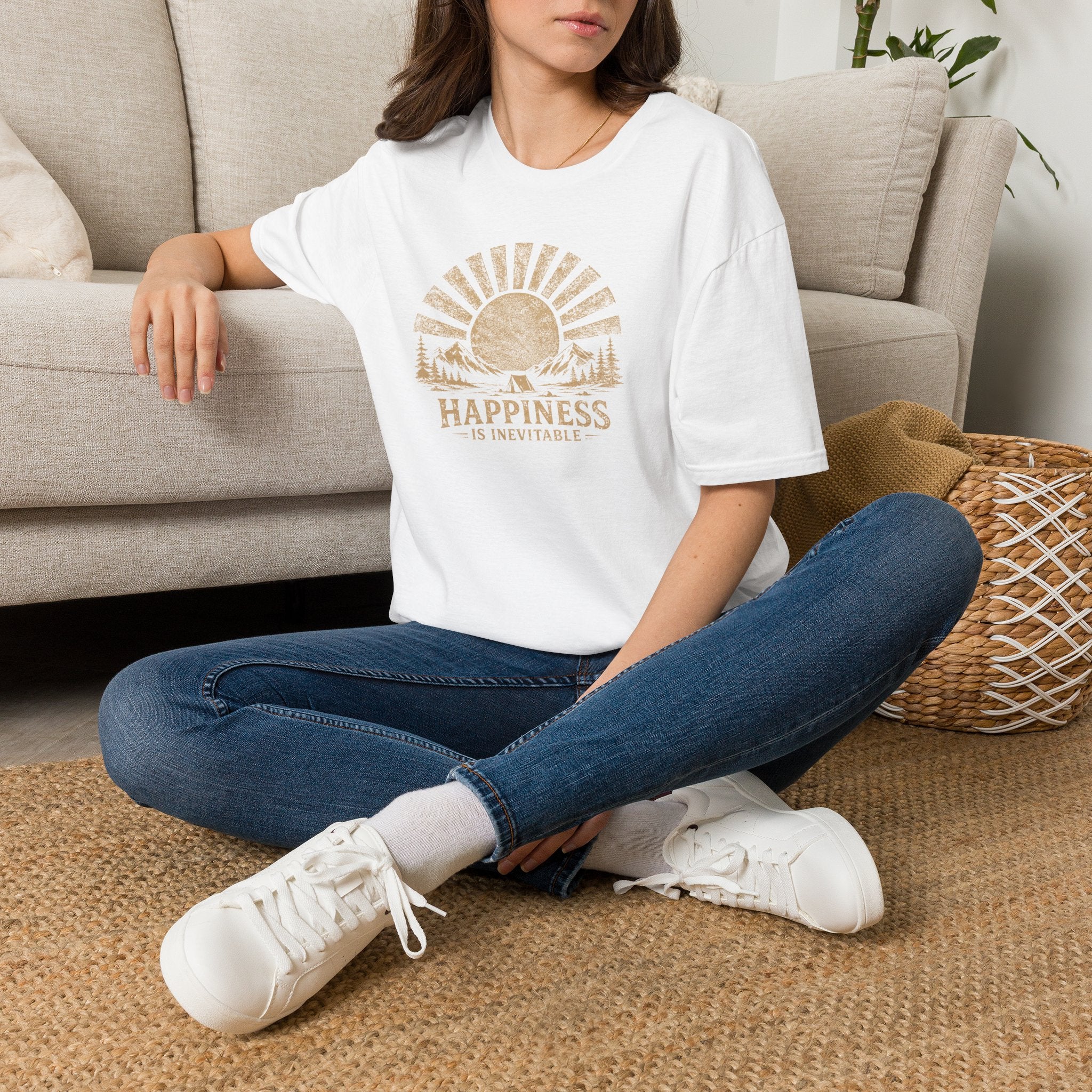 Happiness is Inevitable Retro Outdoors T-Shirt