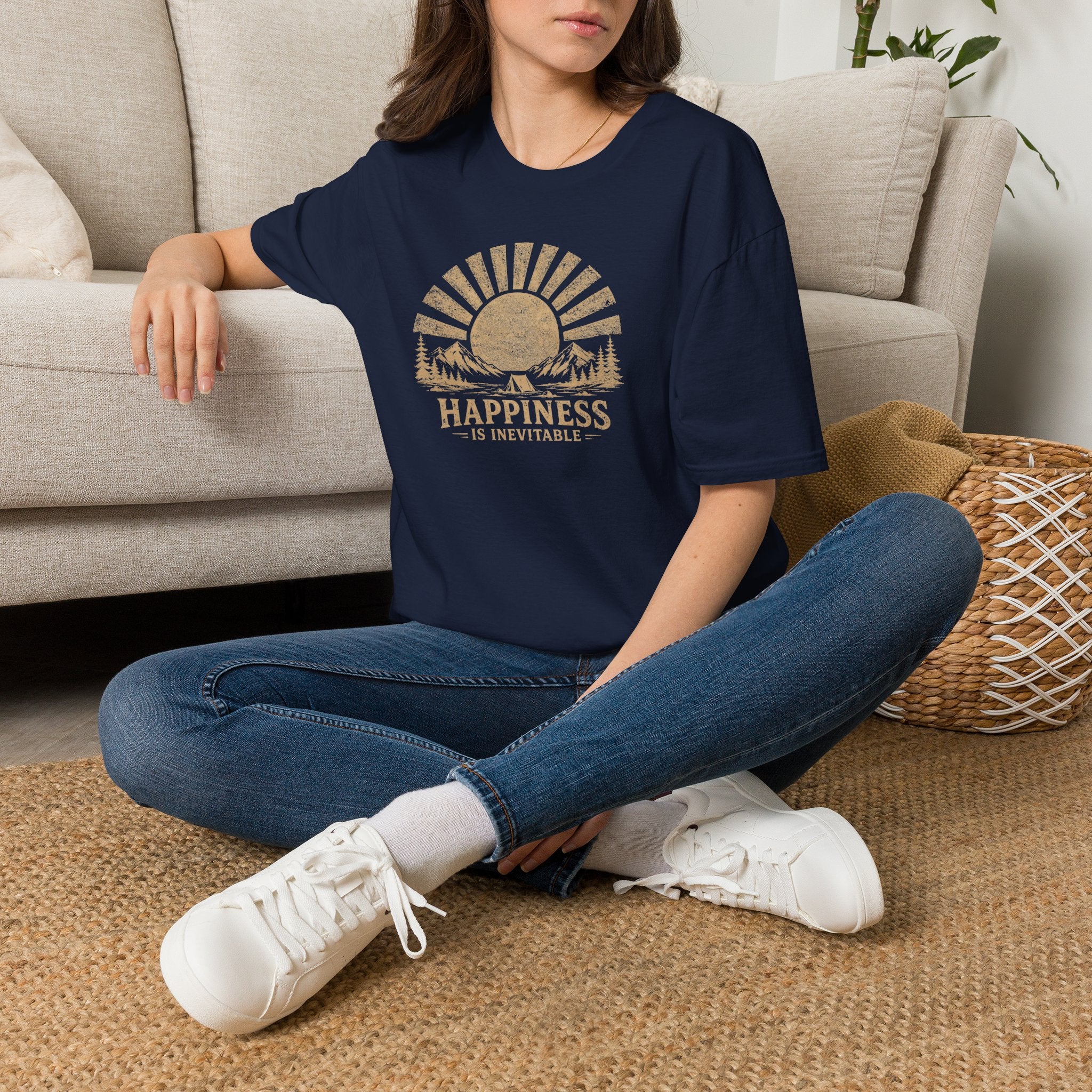 Happiness is Inevitable Retro Outdoors T-Shirt