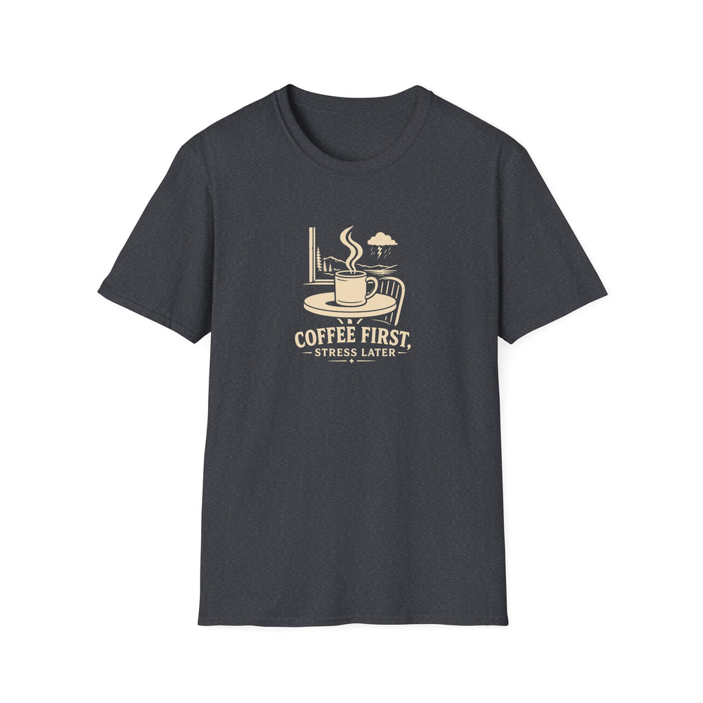 Coffee First, Stress Later Retro Coffee T-Shirt