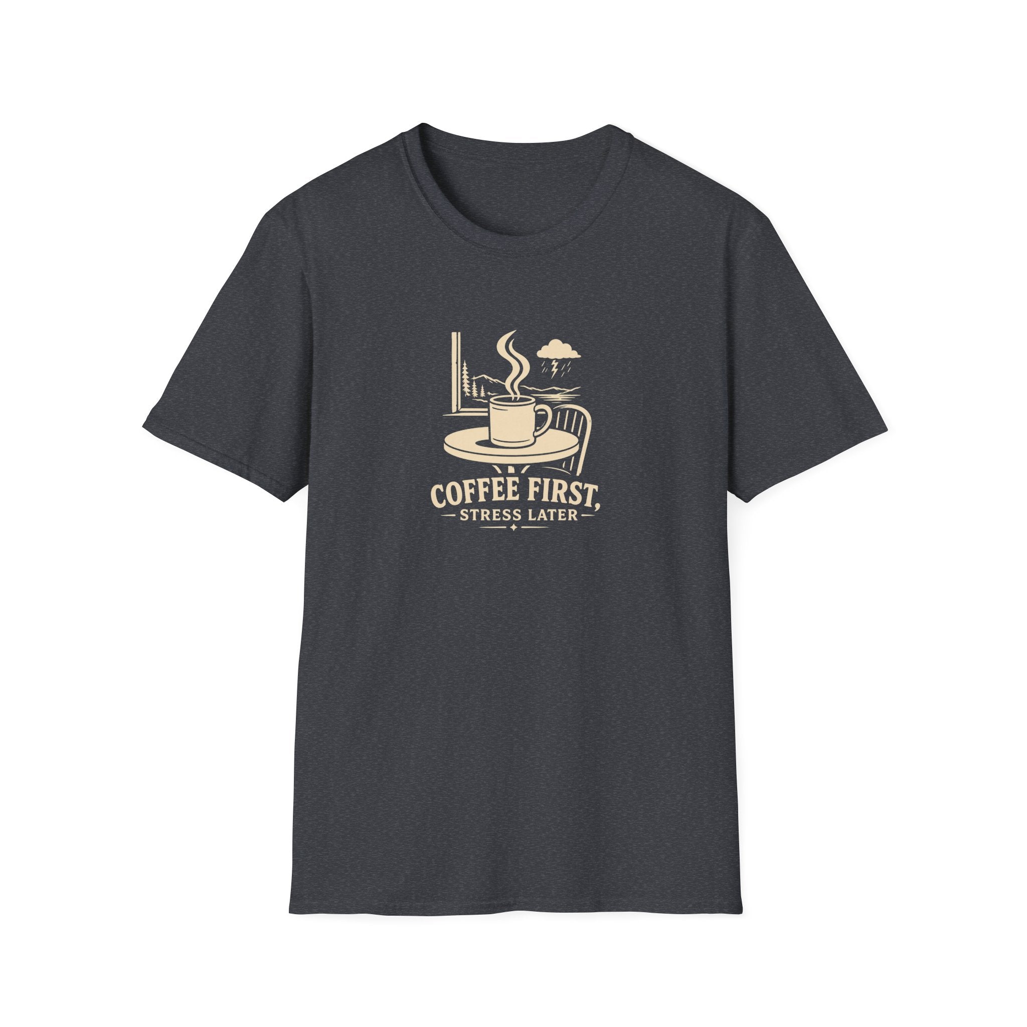 Coffee First, Stress Later Retro Coffee T-Shirt