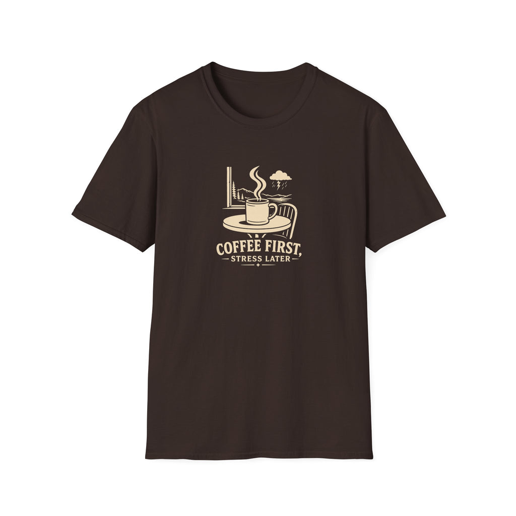 Coffee First, Stress Later Retro Coffee T-Shirt