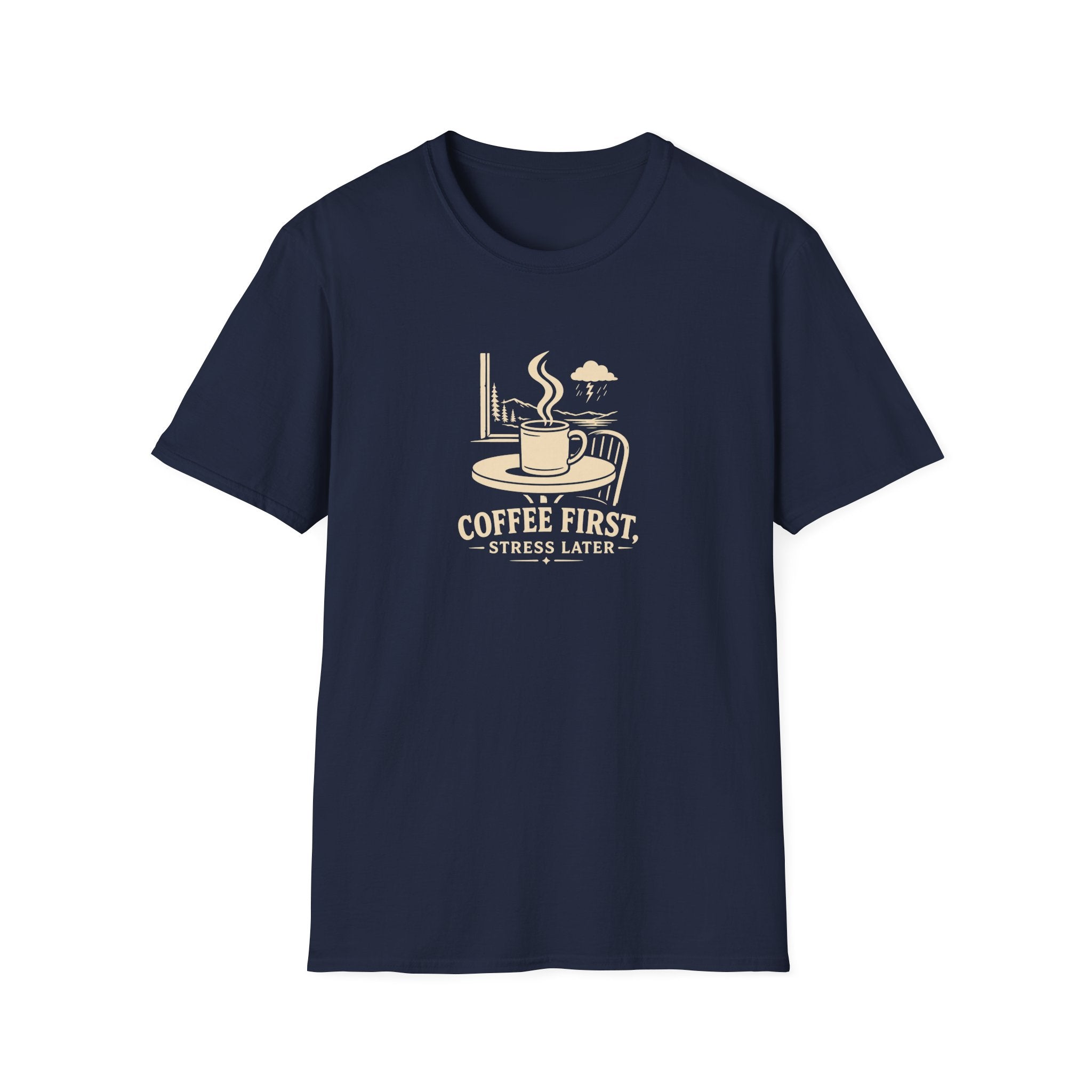 Coffee First, Stress Later Retro Coffee T-Shirt