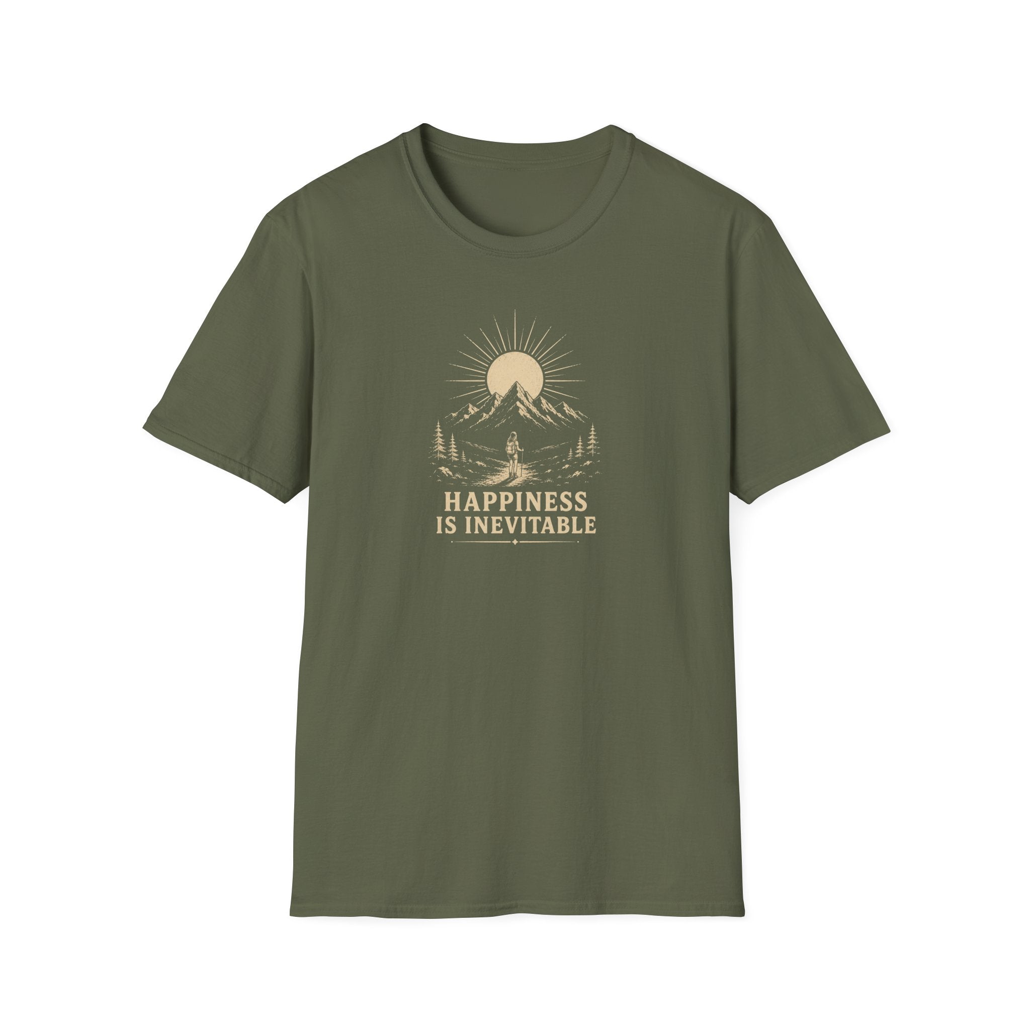 happiness is inevitable retro hiking T-Shirt