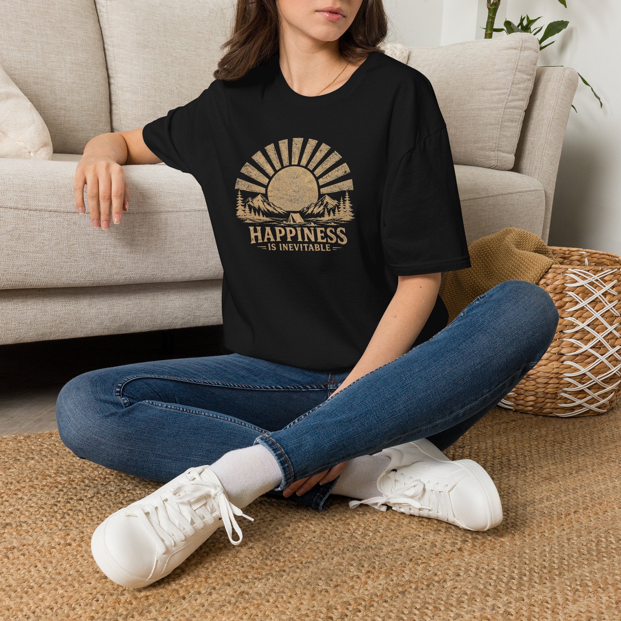 Happiness is Inevitable Retro Outdoors T-Shirt