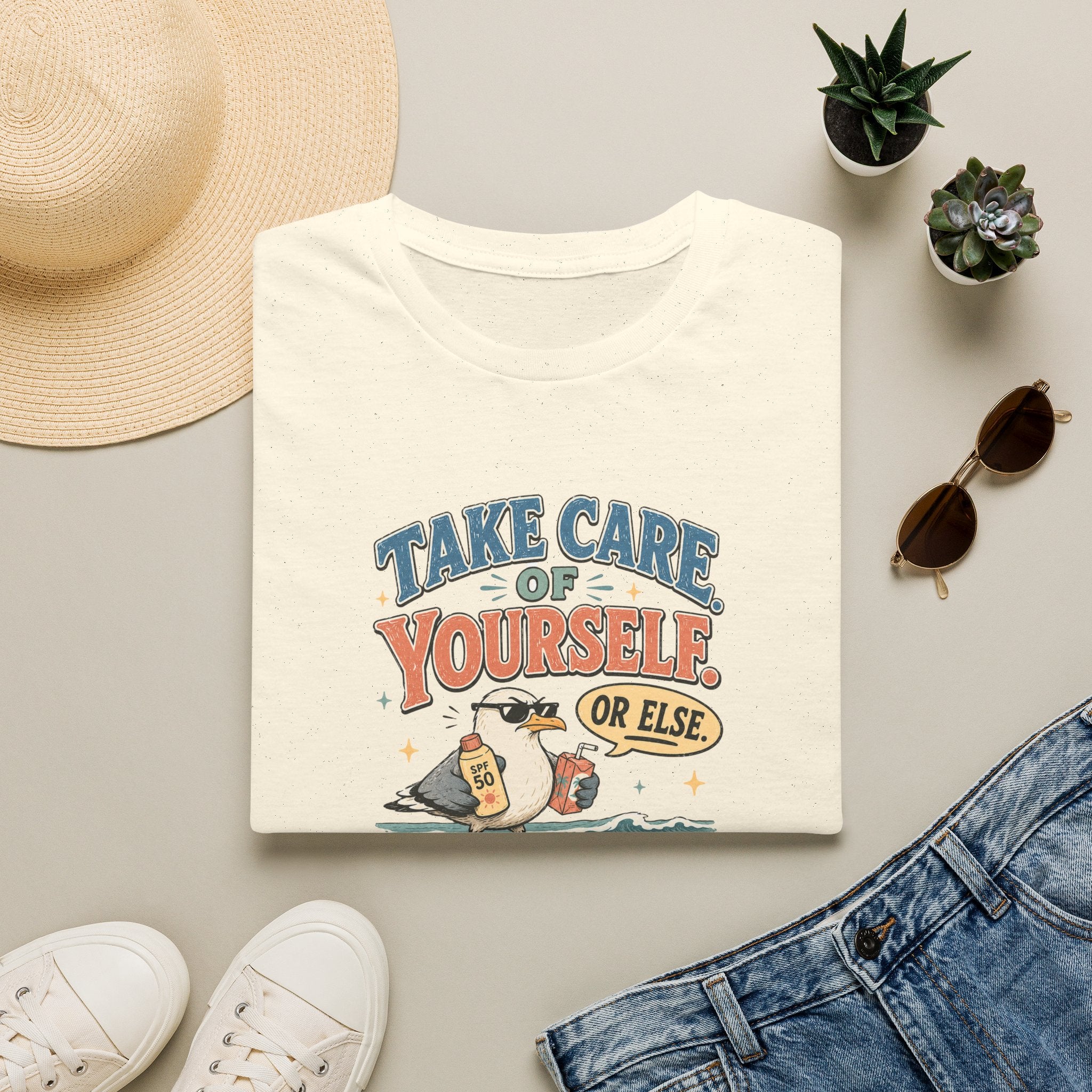 Take Care of Yourself Or Else Beach Gull T-Shirt
