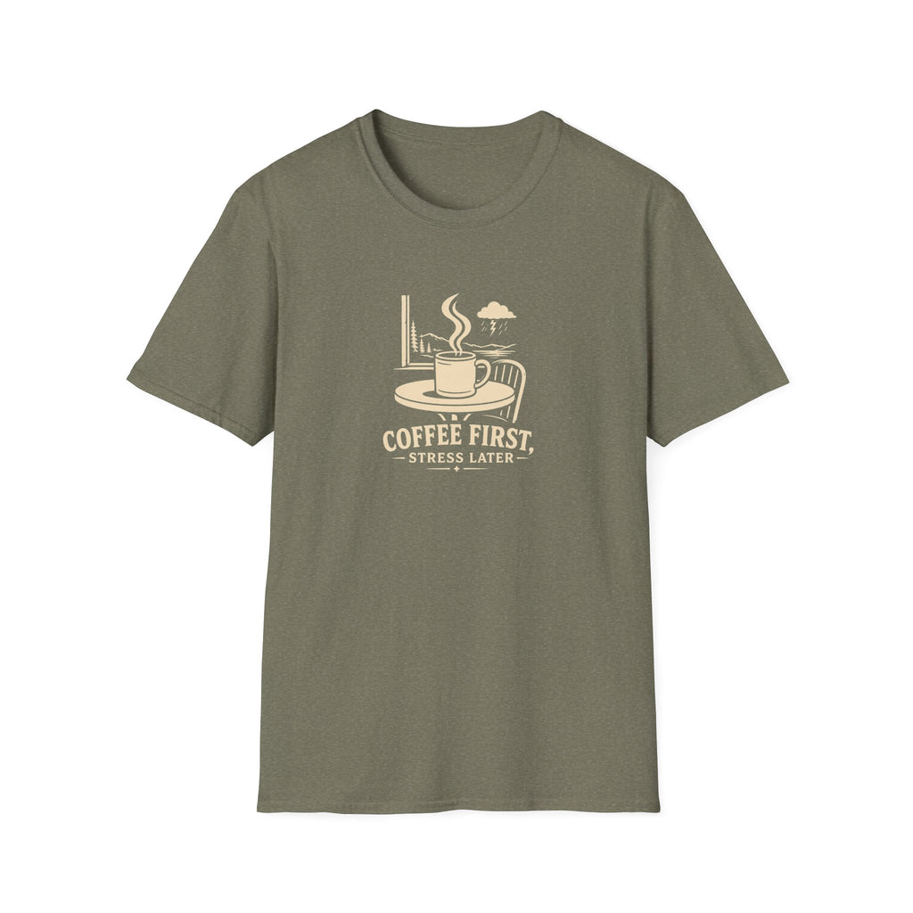 Coffee First, Stress Later Retro Coffee T-Shirt