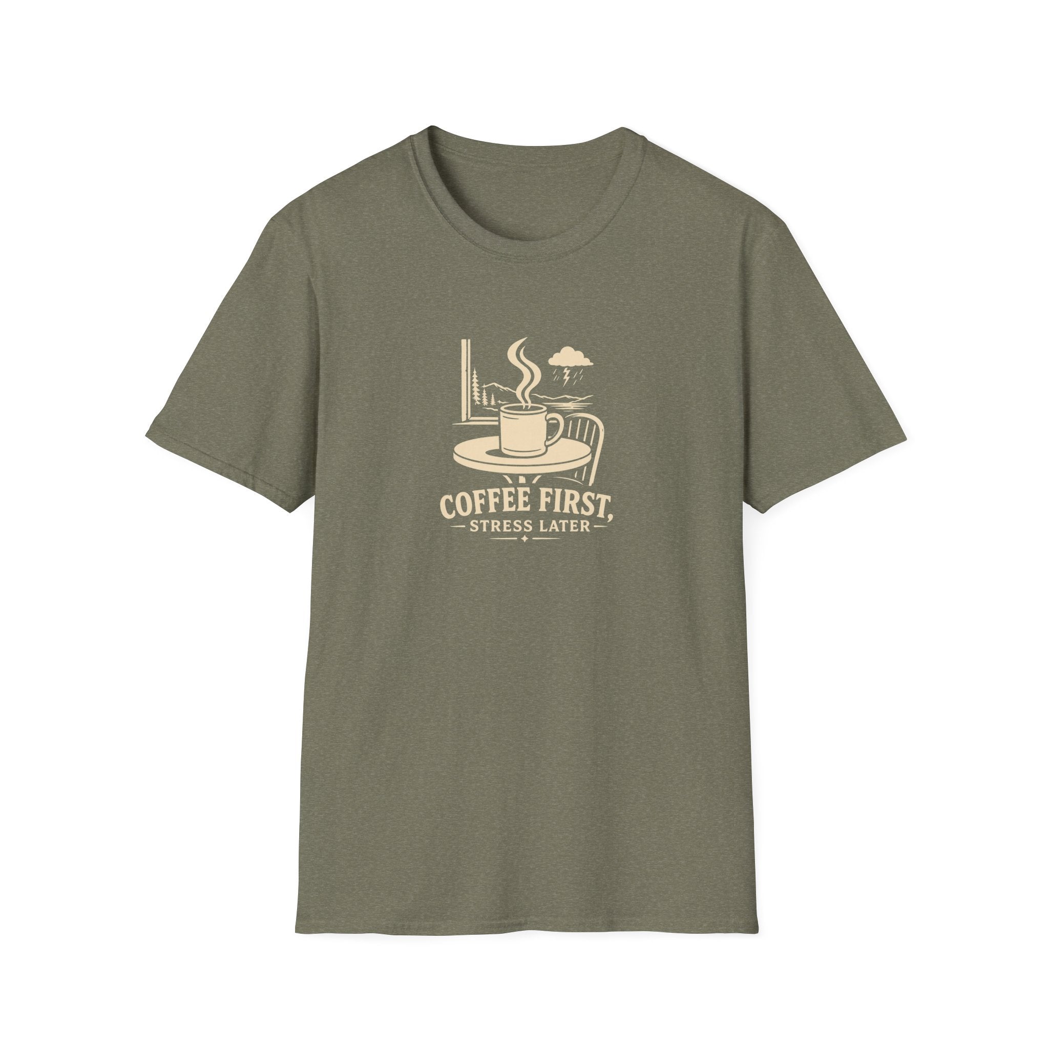 Coffee First, Stress Later Retro Coffee T-Shirt