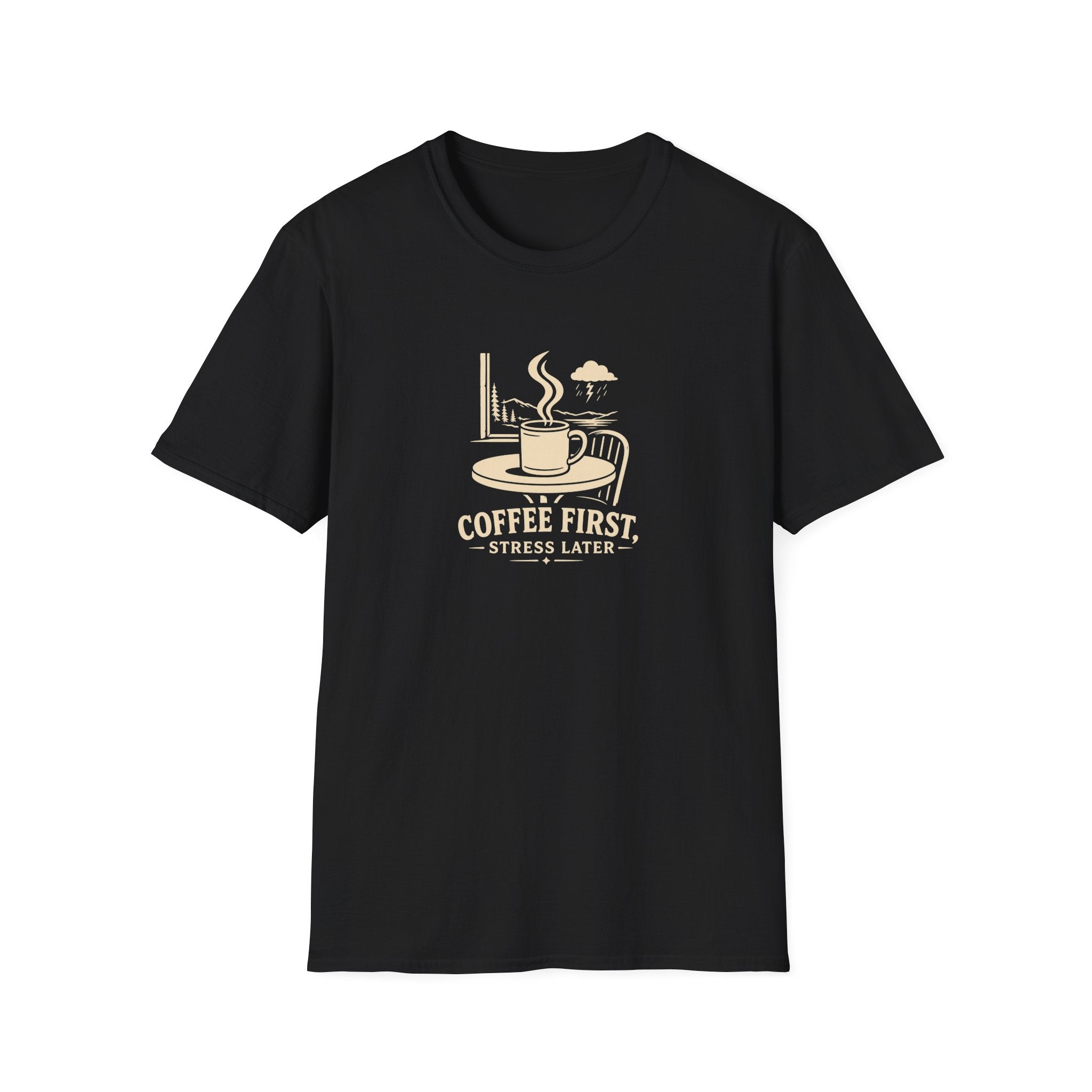 Coffee First, Stress Later Retro Coffee T-Shirt