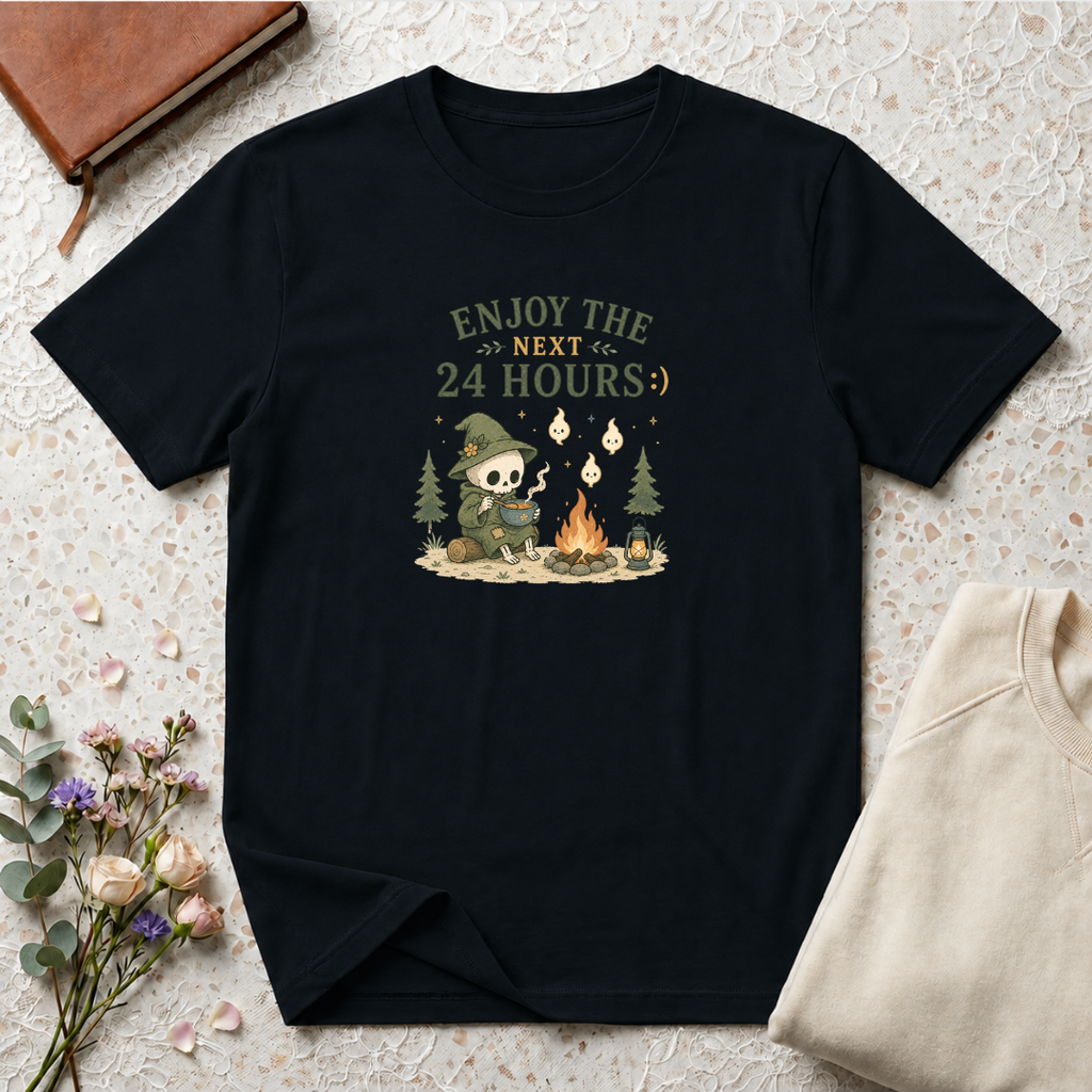 Enjoy the Next 24 Hours:) Skeleton Camping T-Shirt