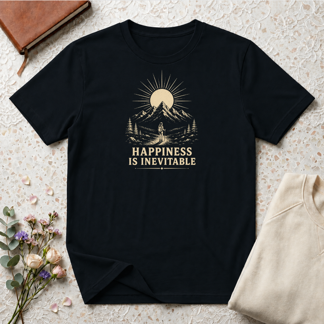 happiness is inevitable retro hiking T-Shirt