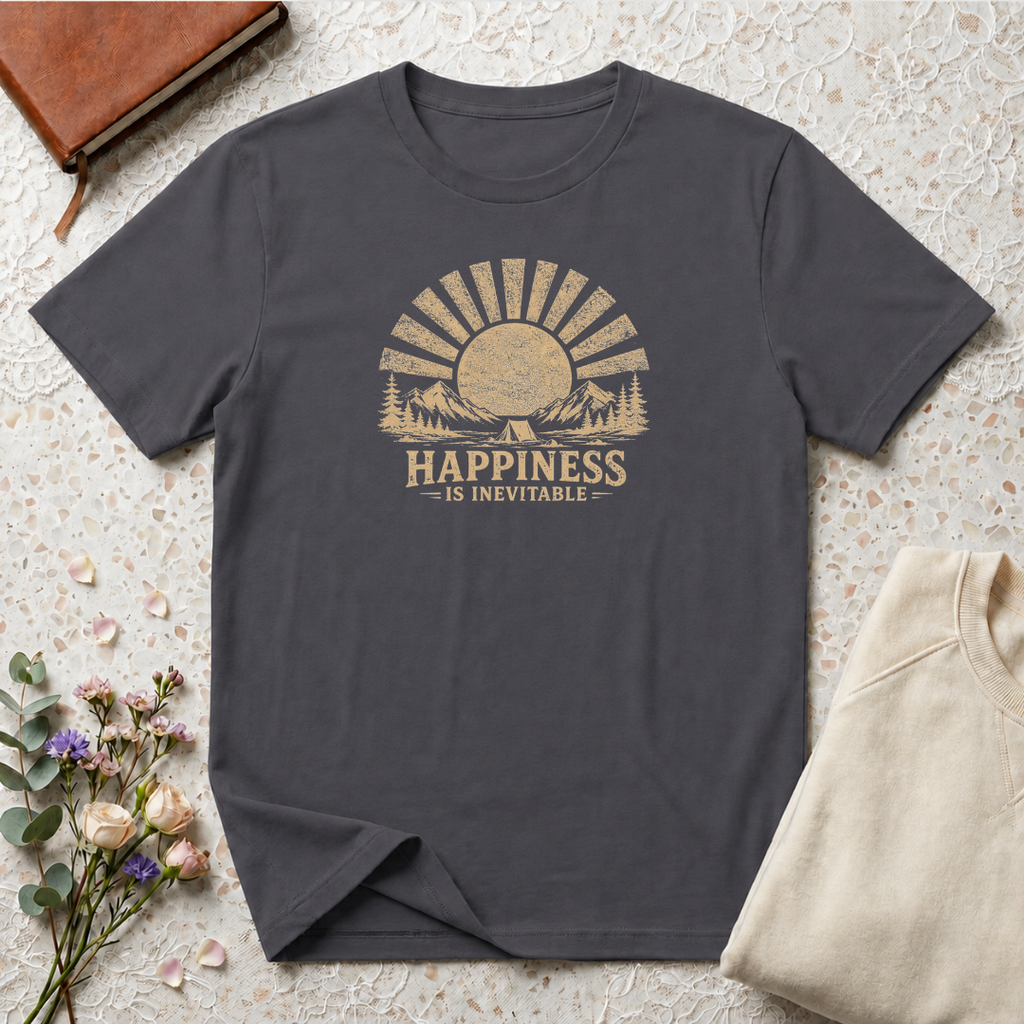 Happiness is Inevitable Retro Outdoors T-Shirt