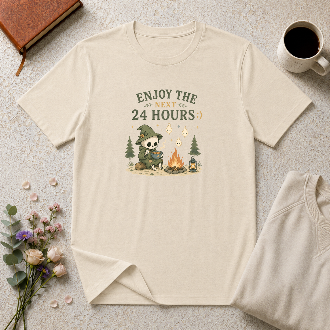Enjoy the Next 24 Hours:) Skeleton Camping T-Shirt