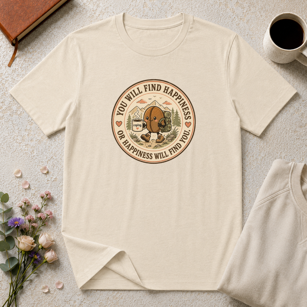You will find happiness or it will find you coffee bean T-Shirt