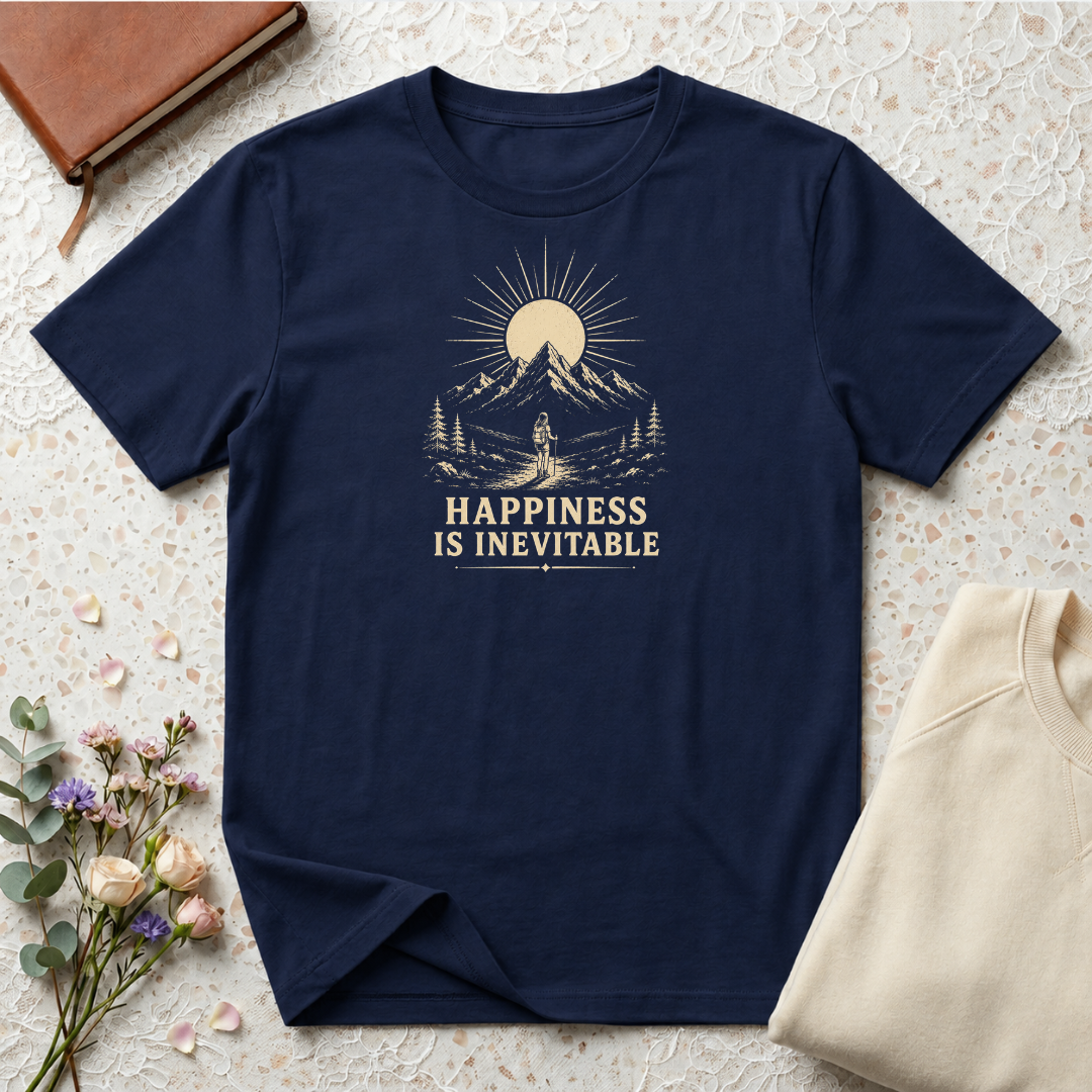 happiness is inevitable retro hiking T-Shirt