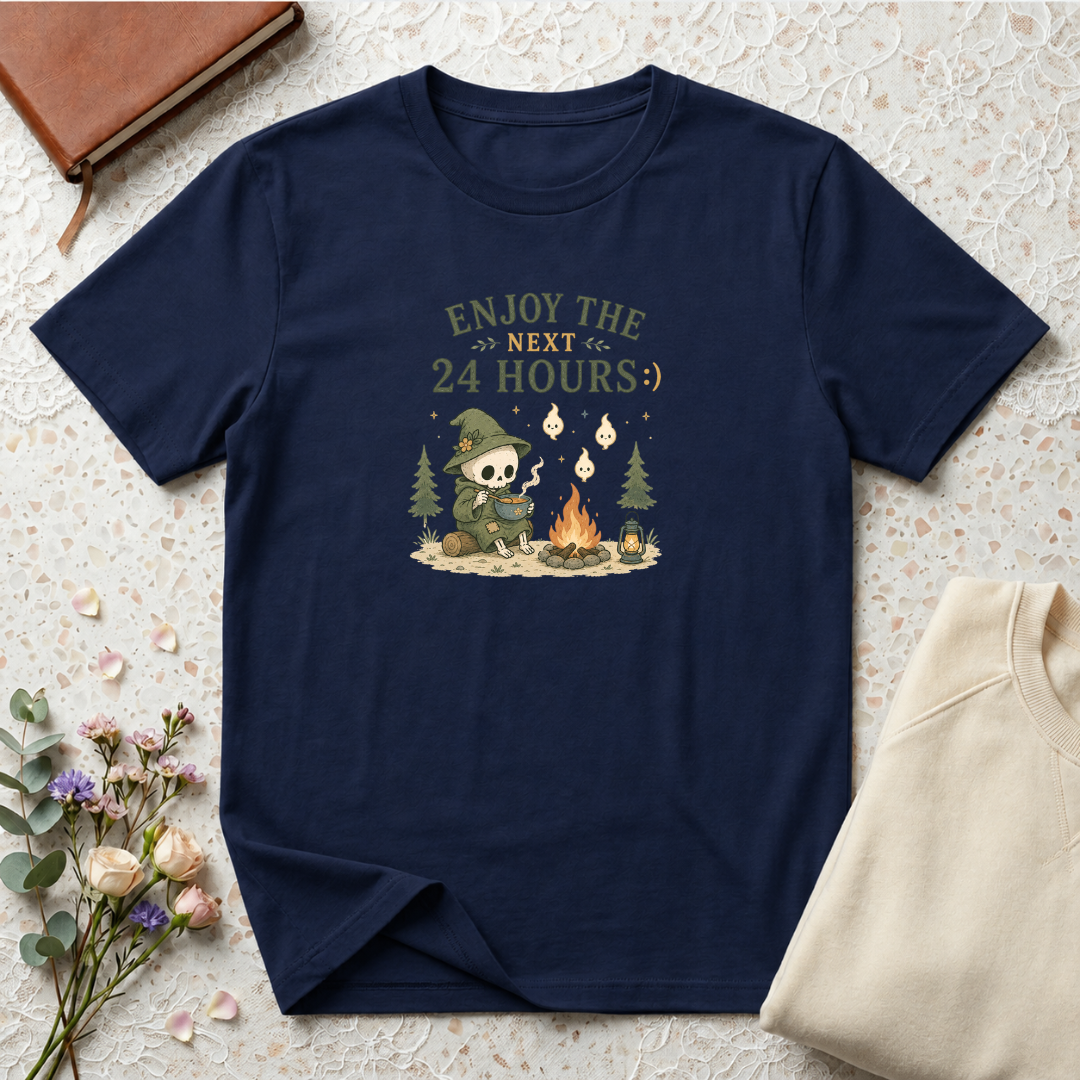 Enjoy the Next 24 Hours:) Skeleton Camping T-Shirt