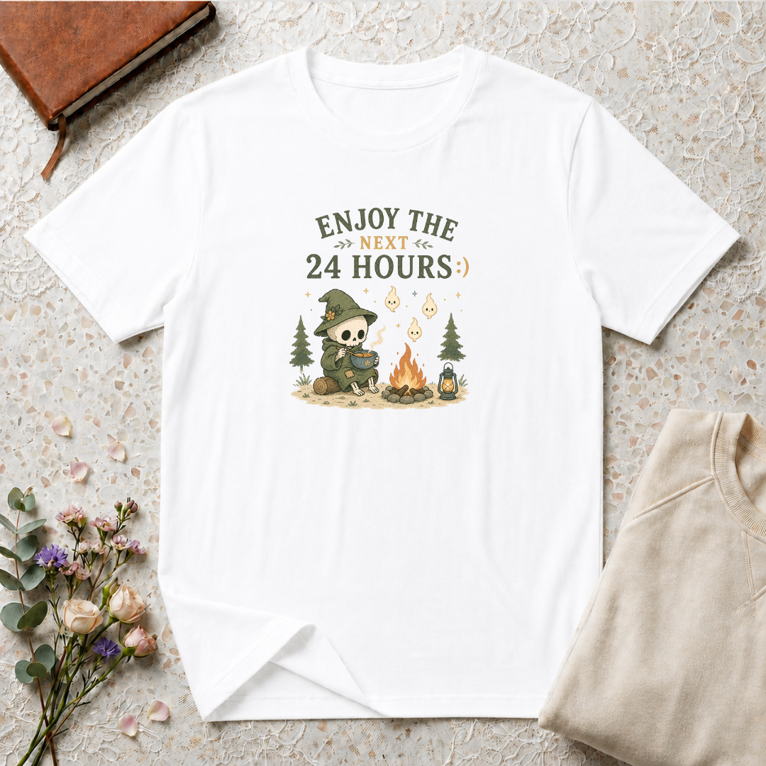 Enjoy the Next 24 Hours:) Skeleton Camping T-Shirt